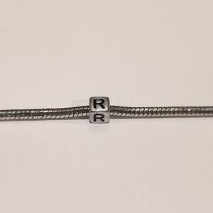 Silver R‎ Spacer Charm for Pandora Style Bracelet